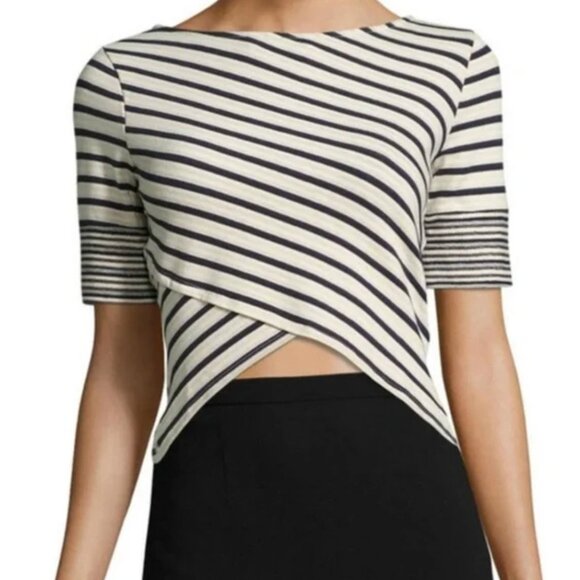 Three Dots Striped Cross Hi-Lo Hem Reversible Top szXL - Picture 2 of 13